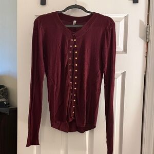 Free People Burgundy Going Places Cardi